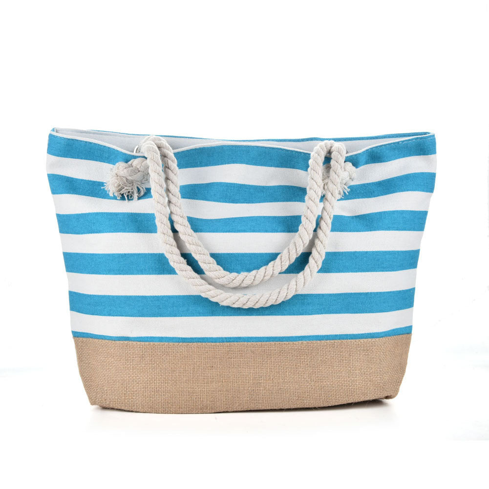 Striped Beach Bag Casual Large Capacity Women Shoulder Bags Women DealSniper.net Blue 50x12x35cm