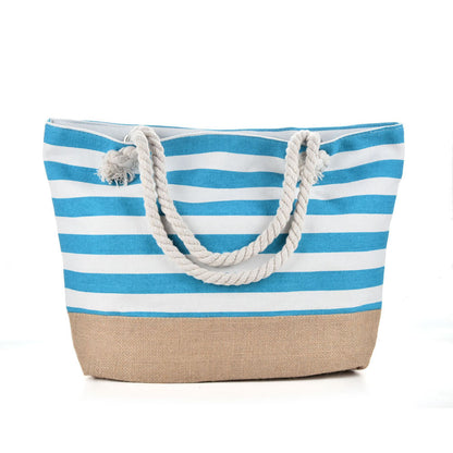 Striped Beach Bag Casual Large Capacity Women Shoulder Bags Women DealSniper.net Blue 50x12x35cm