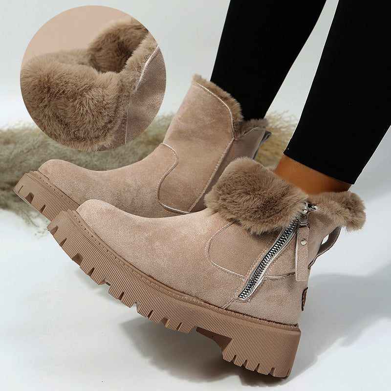 Thick Plush Snow Boots Women Faux Suede Non-slip Winter Shoes Women DealSniper.net