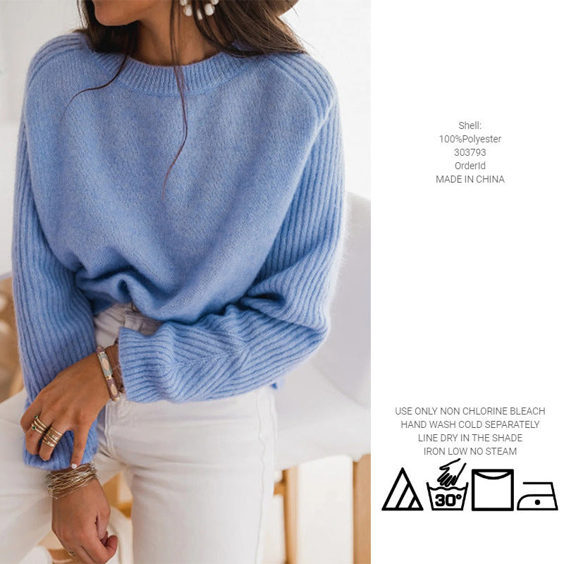 European Milk Blue Bedford Cord Sweater Women's