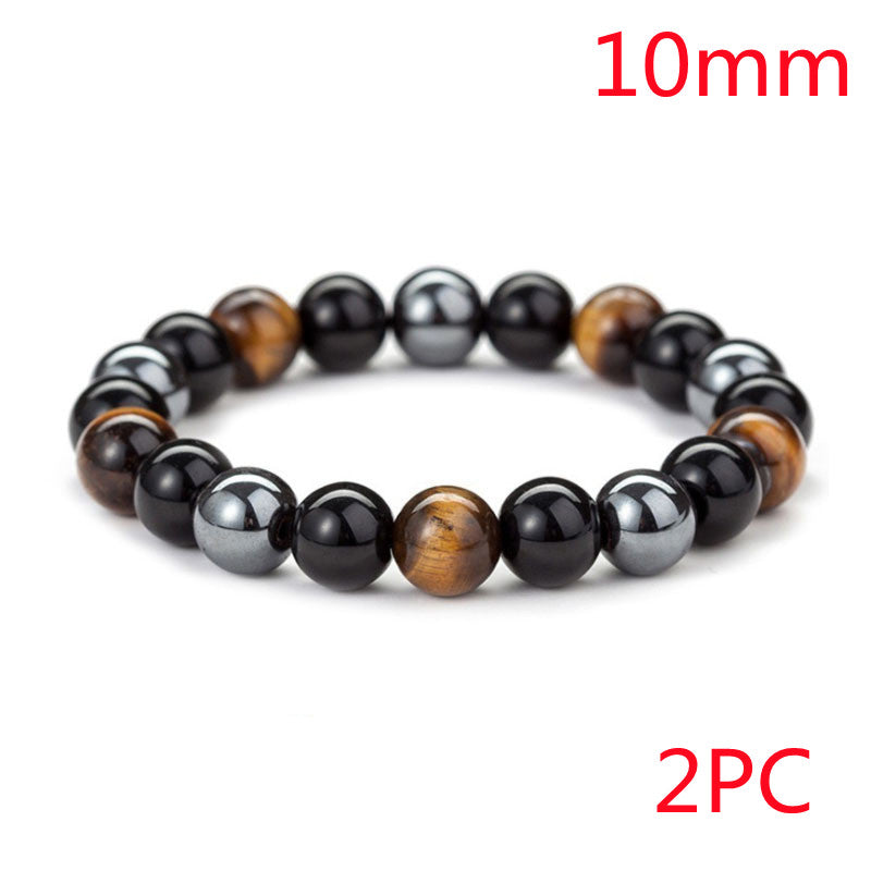 Tiger Eye Stone Bracelet Natural Stone Bracelet Jewelry dealsniper-net Black 2pcs 10mm