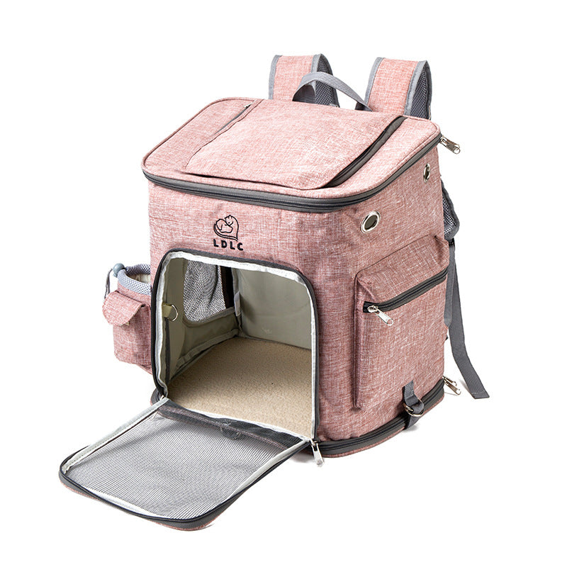 Transparent Portable Cat Backpack Pet Bag Pets Gym From House Light pink Bag L