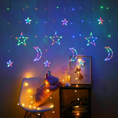 LED Fairy String Window Curtain Lights Star Christmas Xmas Party Home Indoor Home dealsniper-net Type three