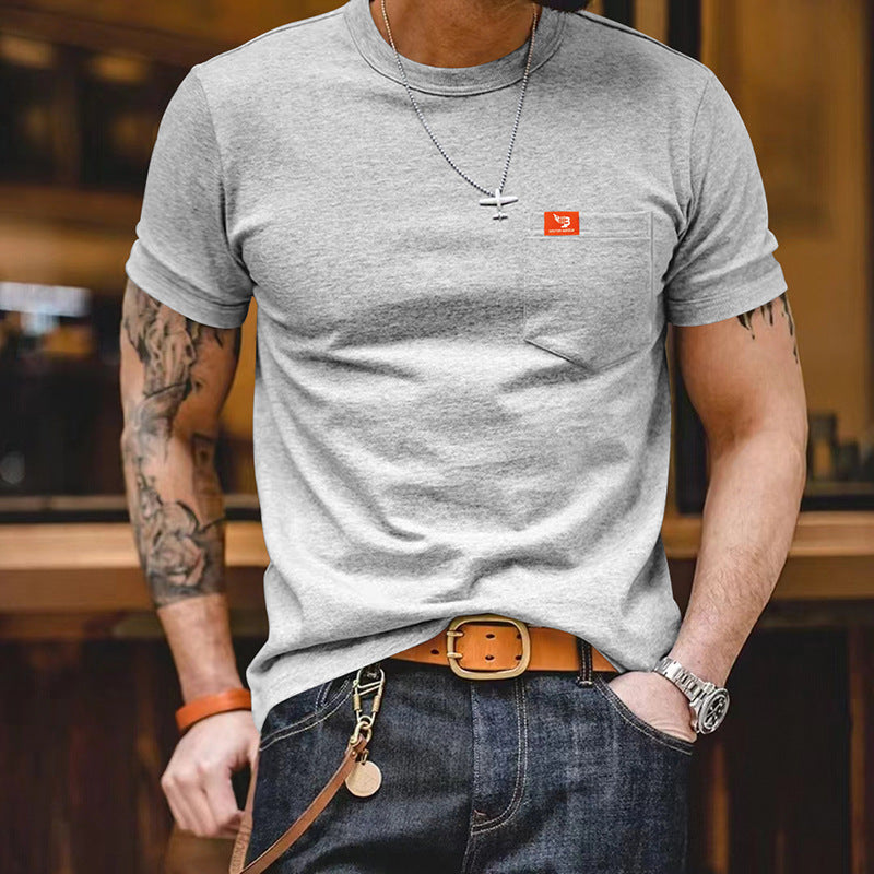 Plus Size Solid Color T-shirt Trendy Casual Short Sleeve Men Men Gym From House Gray 3XL