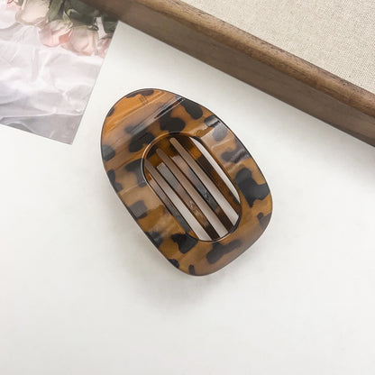 Flat Oval Barrettes Back Head Hair Claw Women DealSniper.net Yellow Leopard Point Pc