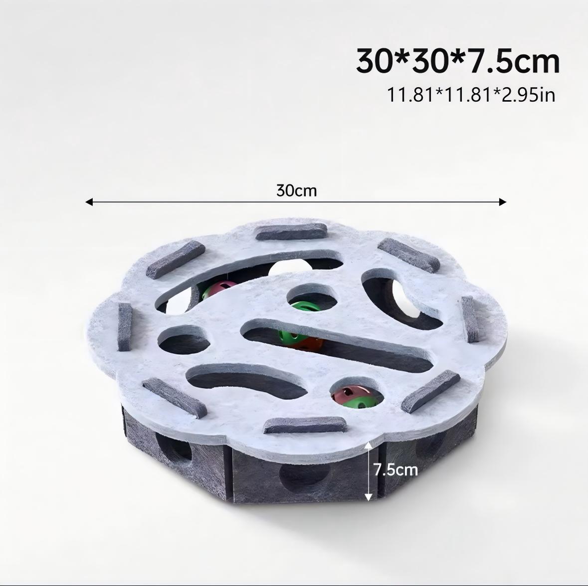 Interactive Cat Puzzle Toy With Maze Tunnel Bell Ball Pets dealsniper-net Circle Grey