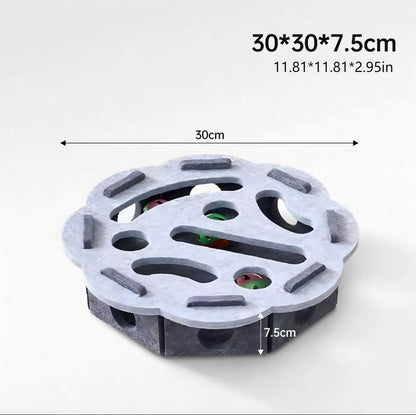 Interactive Cat Puzzle Toy With Maze Tunnel Bell Ball Pets dealsniper-net Circle Grey