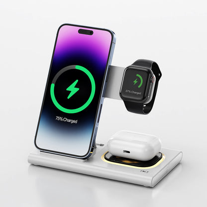 3 IN 1 15W Wireless Charging Charger Magnetic Night Light Gadgets Gym From House White