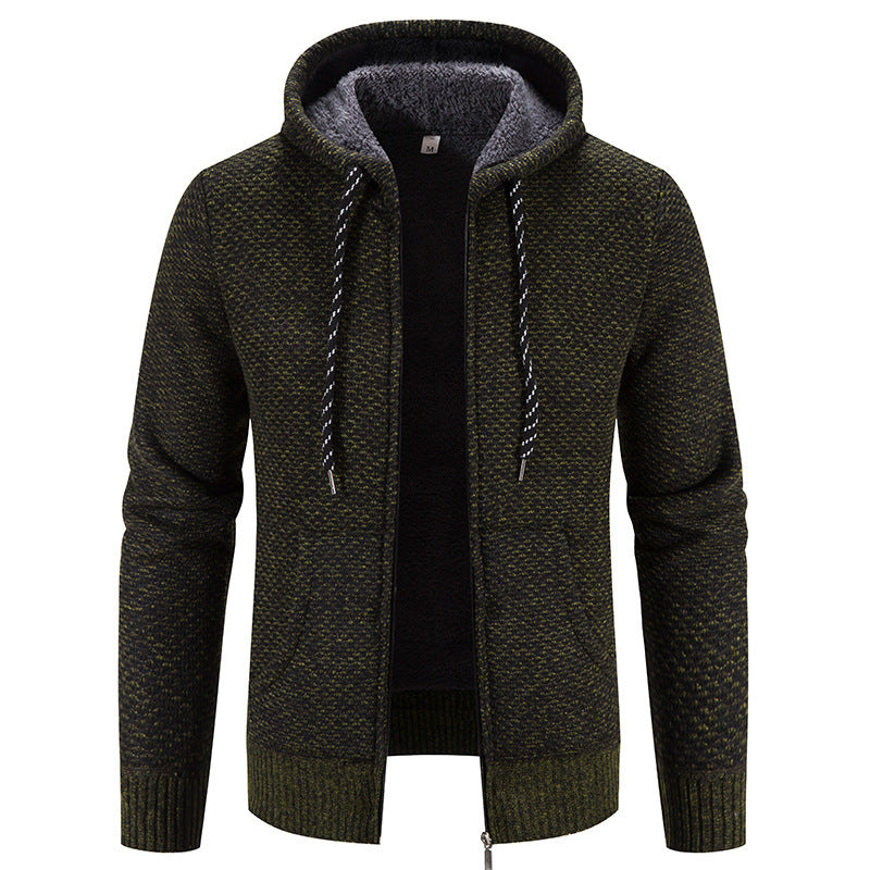 Winter Coat Zipper Closure Solid Color Long Sleeves Men DealSniper.net Army Green 2XL