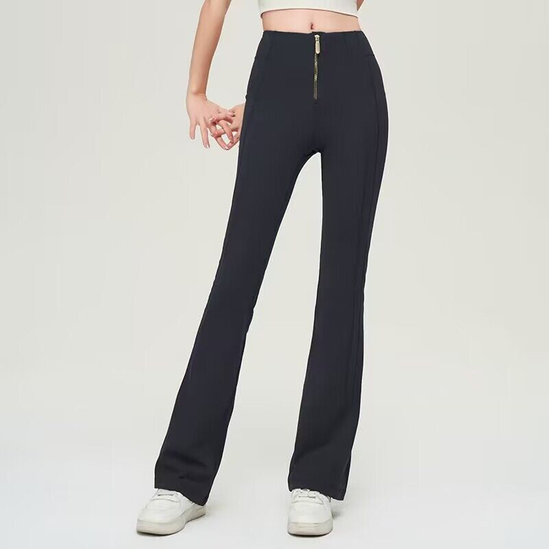 High Waist Zipper Bell-bottom Trousers For Women Slimming Women Gym From House Black L