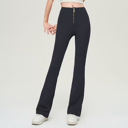 High Waist Zipper Bell-bottom Trousers For Women Slimming Women Gym From House Black L