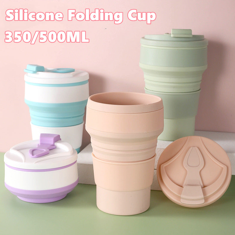 Folding Cup Collapsible Mug With Cover Coffee Travel