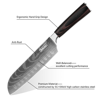 Qulajoy Santoku Knife, High Carbon Stainless Steel Chef Knife Japanese Kitchen Knives With Ergonomic Pakkawood Handle, Chopping Knife For Home Kitchen Cooking Kitchen DealSniper.net