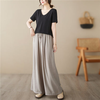 New Plus Size Wide Legs Mop Straight Casual Pants Women dealsniper-net