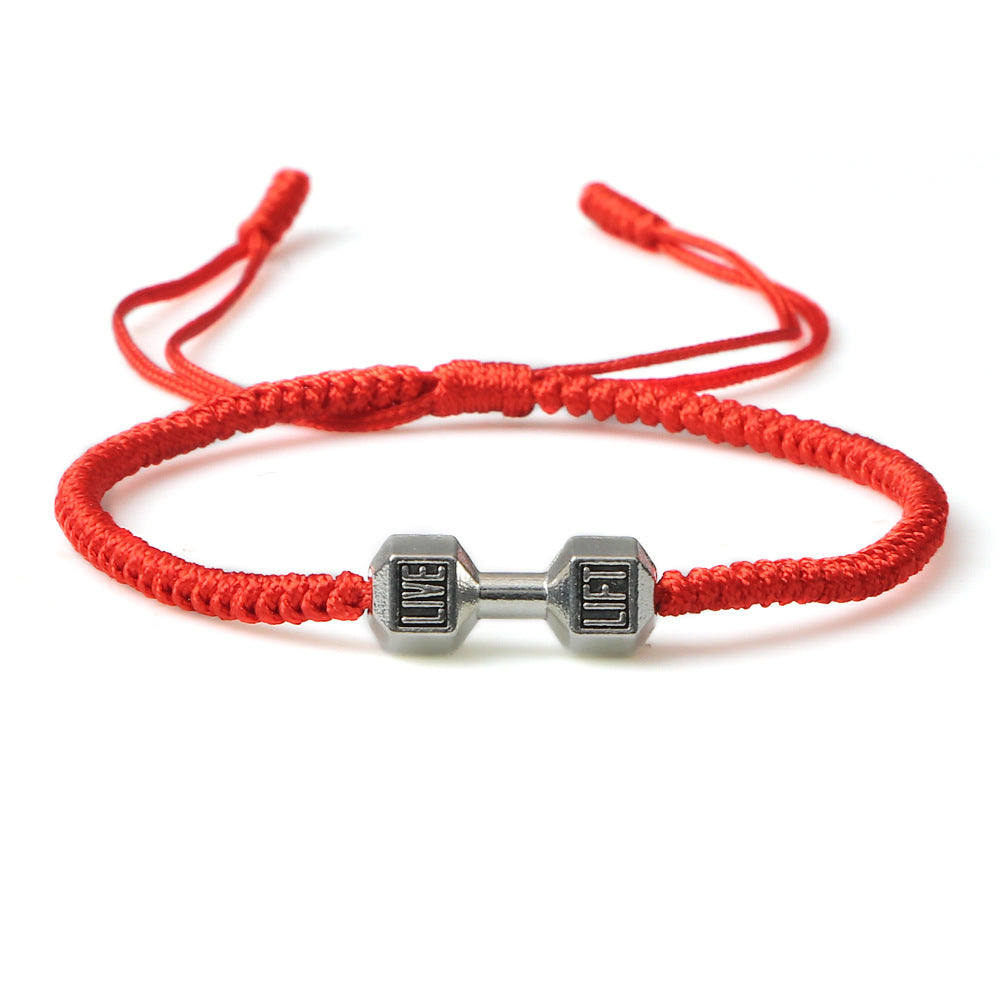 Originality Woven Dumbbell Alloy Bracelet Jewelry dealsniper-net Red Silver