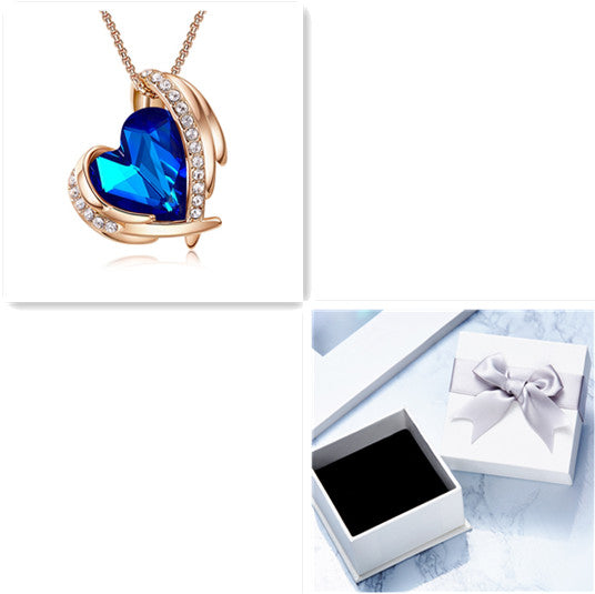 Accessories Angel Necklace Women Jewelry dealsniper-net Champagne Gold Blue box.