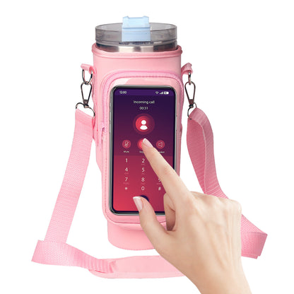Cup Cover Transparent Touch Screen Neoprene kitchen Kitchen Gym From House Pink Metal Buckle