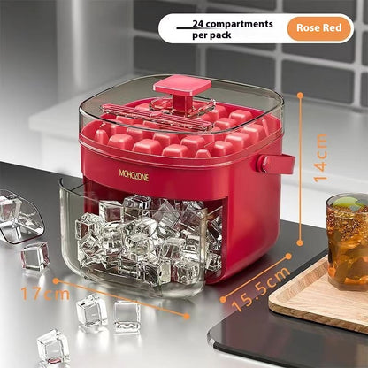 Press-type Convenient Outdoor Portable Ice Tray Kitchen DealSniper.net 24 Grid Rose Red
