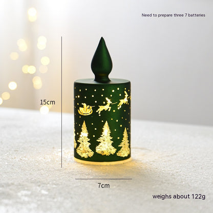 Christmas Luminous Glass Desktop Decoration Holidays dealsniper-net Green Candle