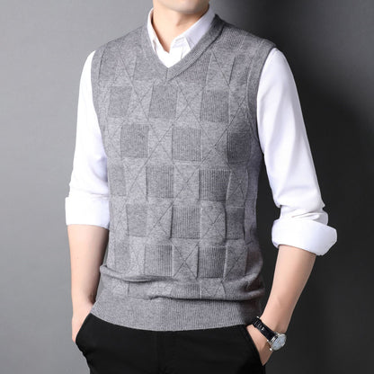 Mens Fashion Solid Colour Jacquard Waistcoat Top