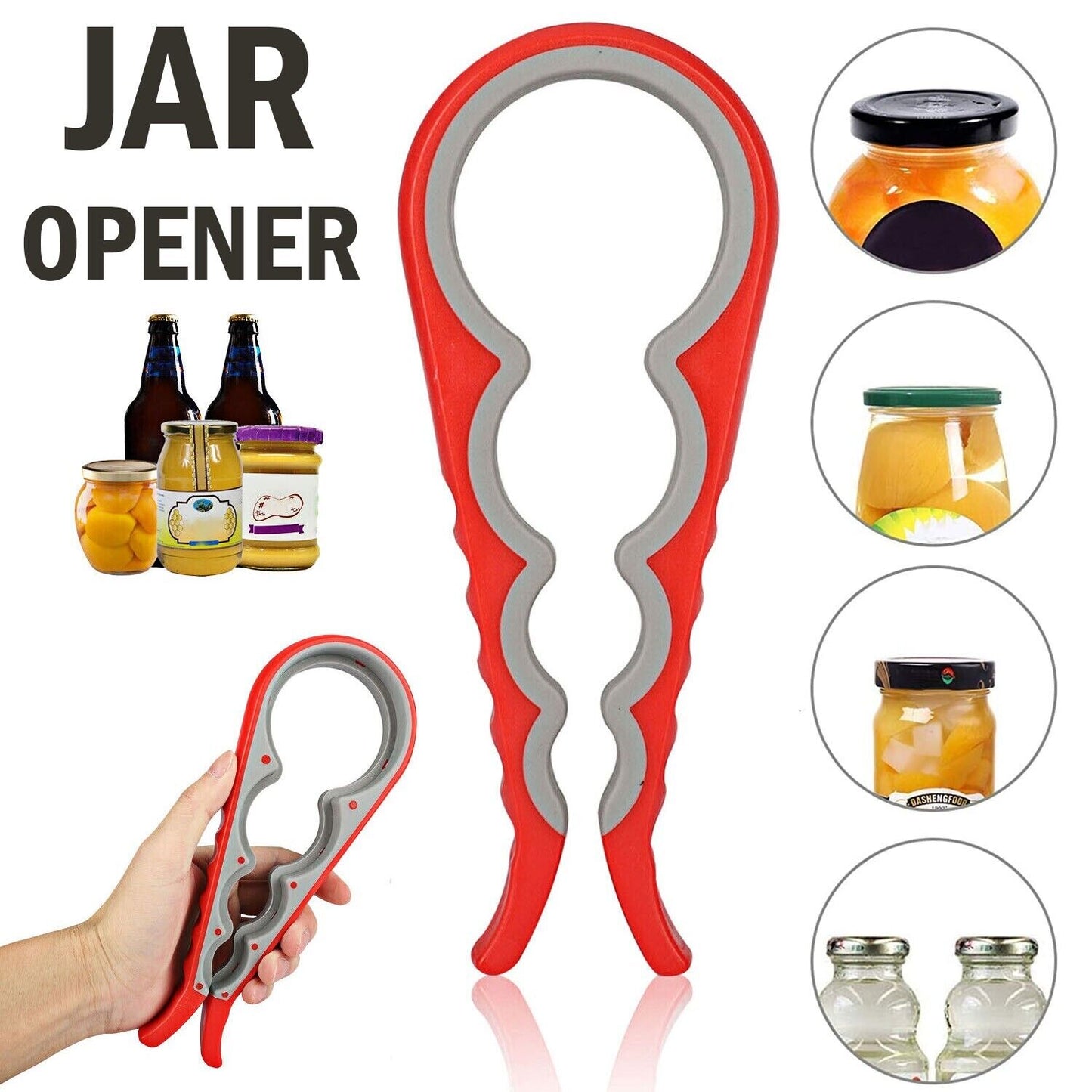 Adjustable Multifunctional Can Opener Jar Lid Gripper Kitchen For Elderly Senior Kitchen DealSniper.net Jar Opener
