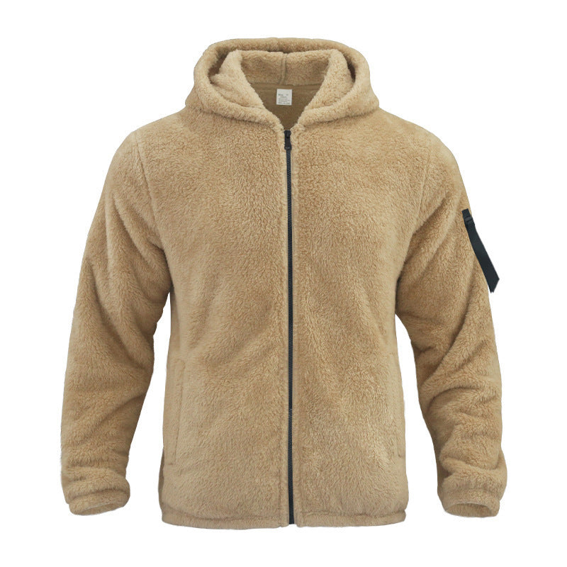 Plush Hooded Jacket Men's Autumn And Winter Fleece