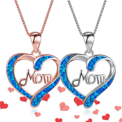 Love-shaped MOM Letter Pendant Necklace Mother's Day Gift Jewelry Jewelry dealsniper-net