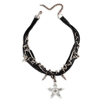 Y2k Rivets Skull Stars Pendants Necklaces Hot Girls Gothic Punk Jewelry Gym From House Black