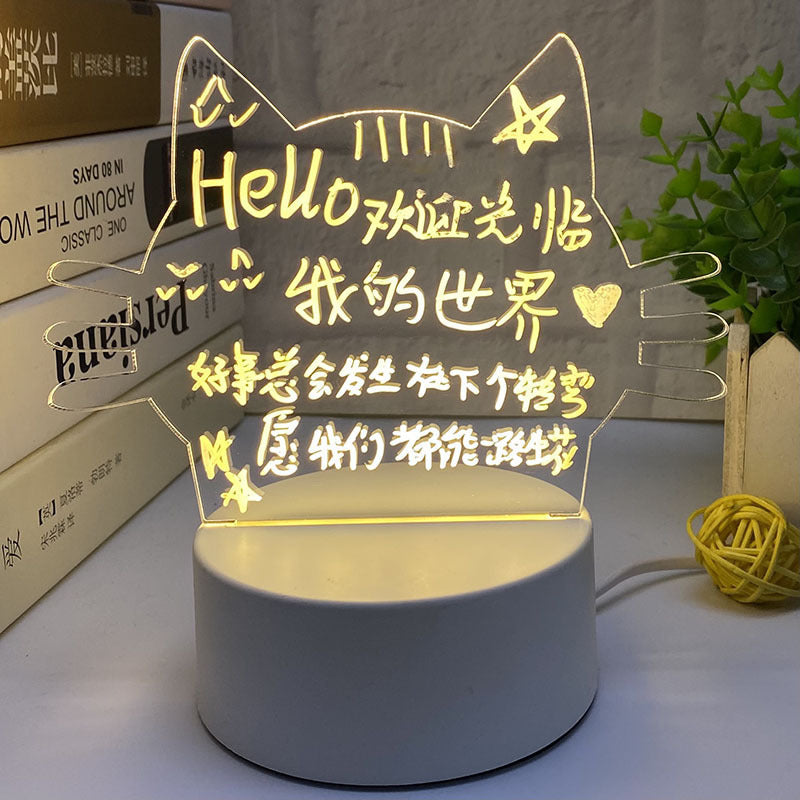 3d Small Night Lamp Desktop Luminous Note Board Home Decor Gym From House