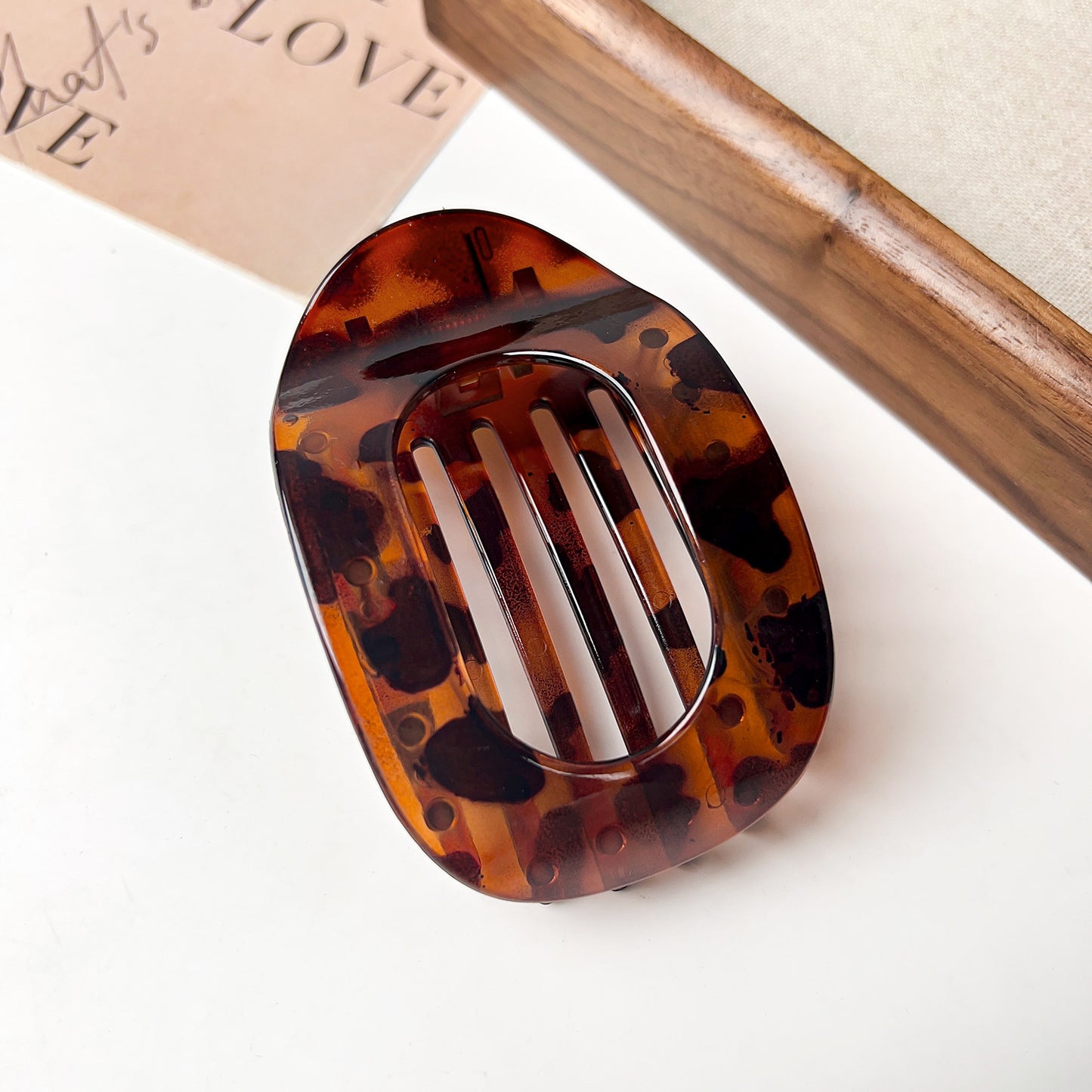 Flat Oval Barrettes Back Head Hair Claw Women DealSniper.net Glossy Brown Leopard Printed Pc