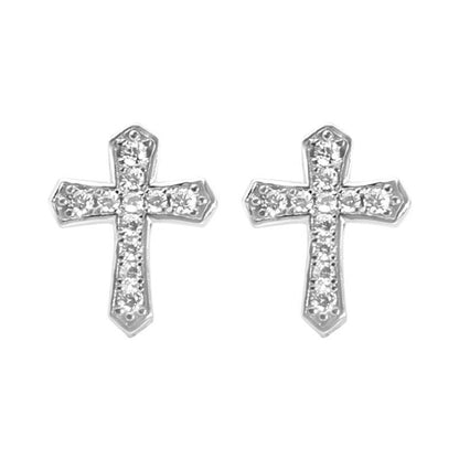 Trendy Zircon Cross Stud Earrings Sparkling Jewelry Gym From House Silvery