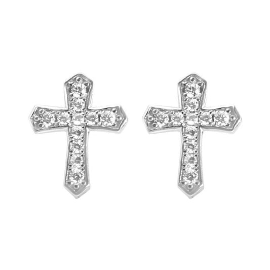 Trendy Zircon Cross Stud Earrings Sparkling Jewelry Gym From House Silvery