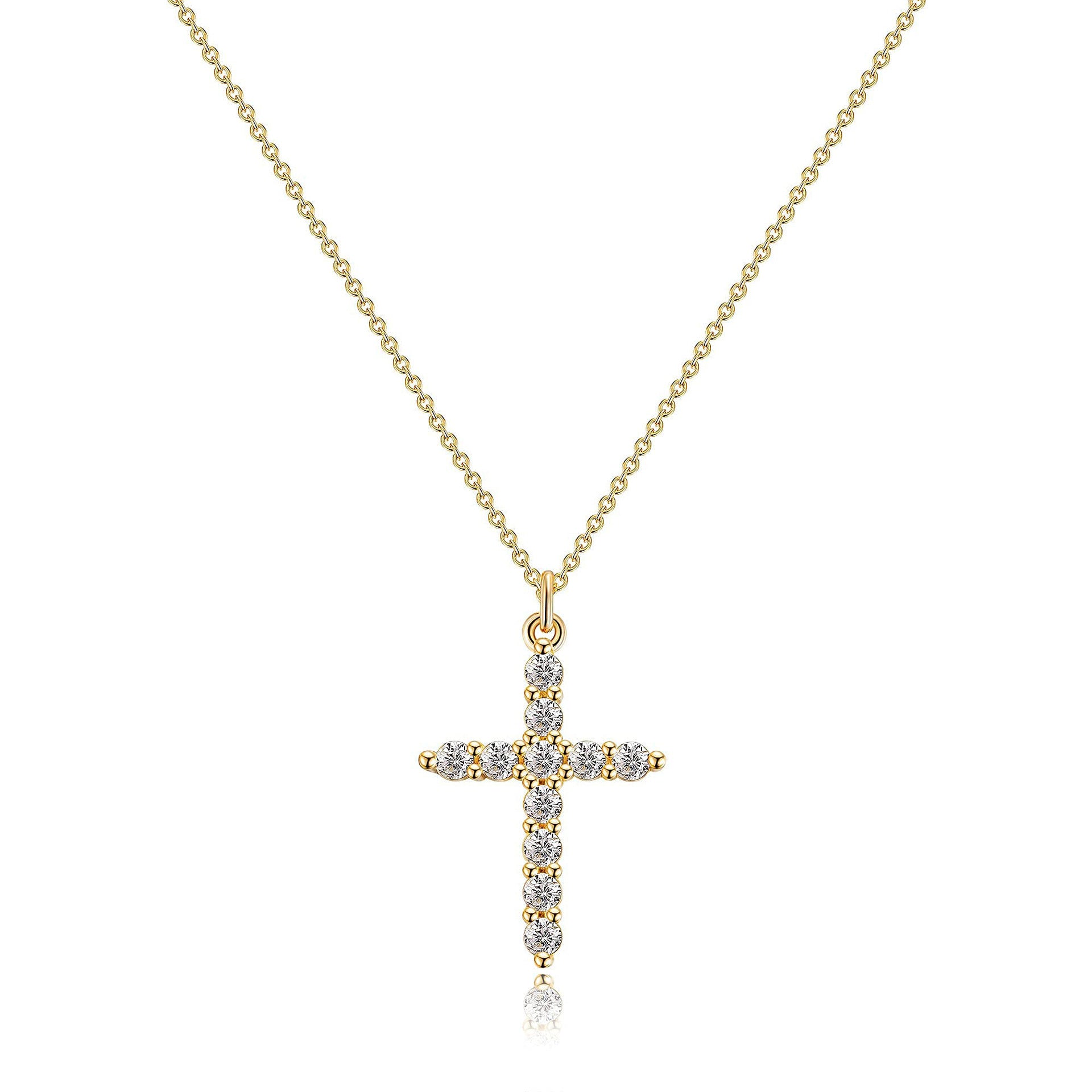 Fashion Jewelry Cross Full Diamond Crown Rotatable Necklace Jewelry DealSniper.net Golden Cross