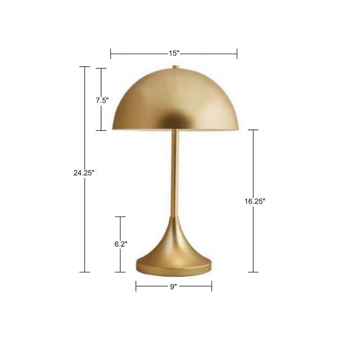 Dome-Shaped 2-Light Metal Table Lamp