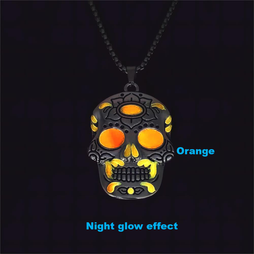 Halloween Luminous Skull Necklace With Day Of The Dead