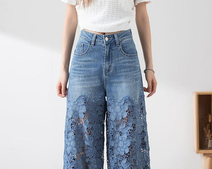 Women's Stitching High Waist Wide Leg Pants Women DealSniper.net