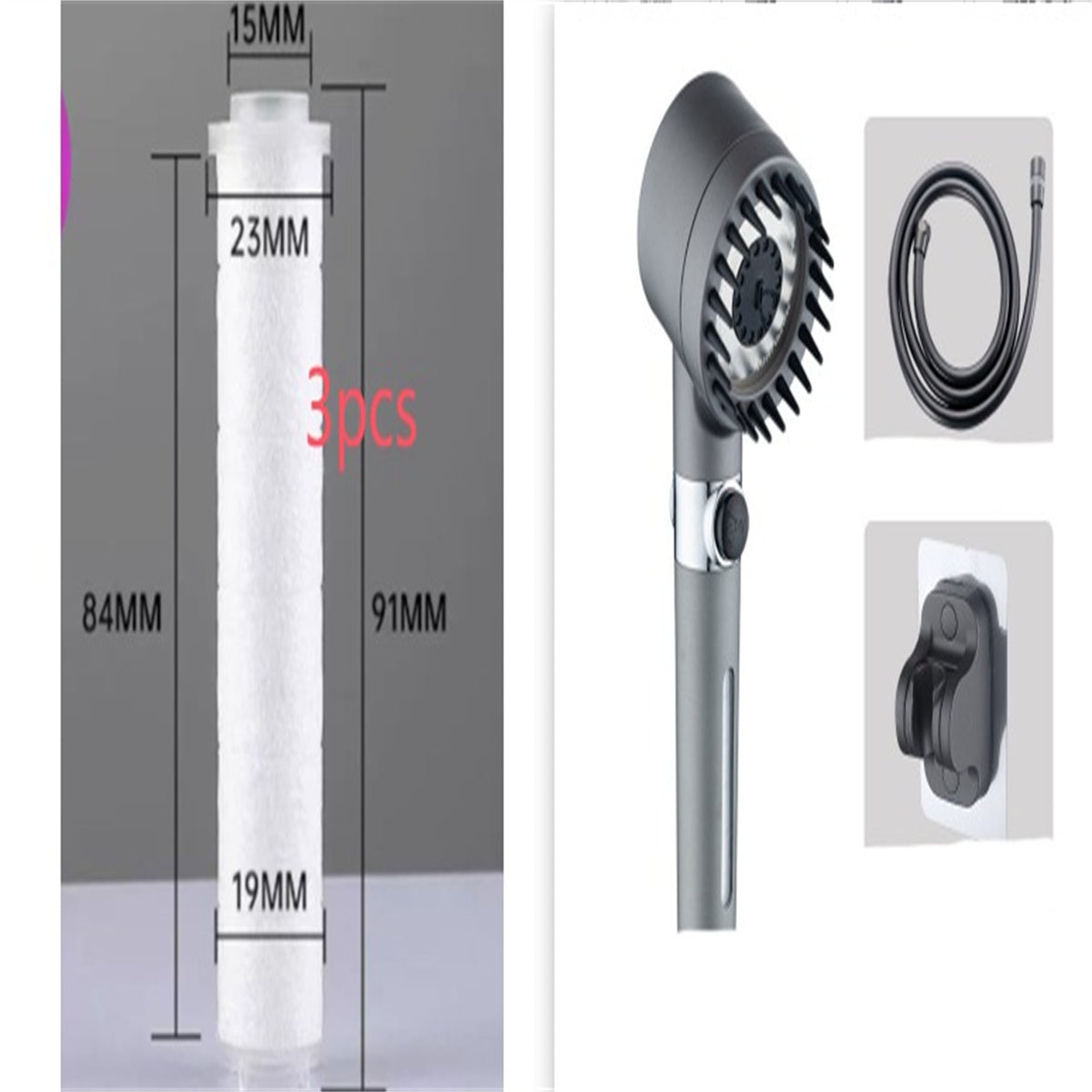 3 Modes Shower Head High Pressure Showerhead Portable Filter