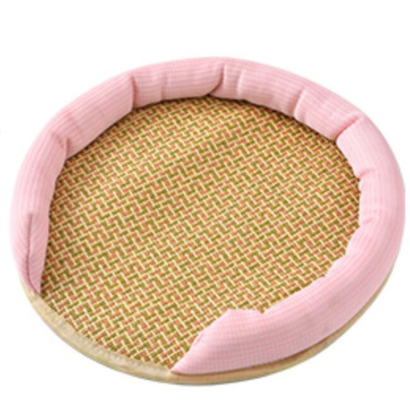 Cooling Mat For Cats - Rattan Pet Bed With Breathable Cushion And Summer Mattress Pets dealsniper-net Pink L