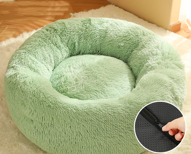 Warm Plush Pet Nest Round Fashion Pets Gym From House Green 2XL
