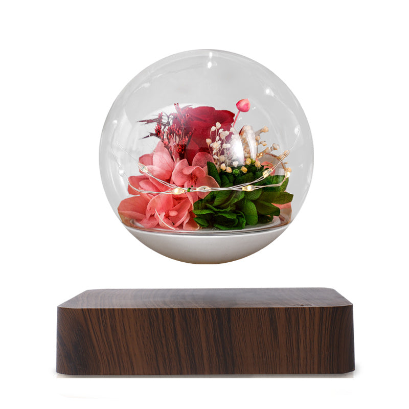 Home Desk Decoration Magnetic Levitation Perpetual Flower Ornament Home Decor dealsniper-net Dark wood grain Red AU