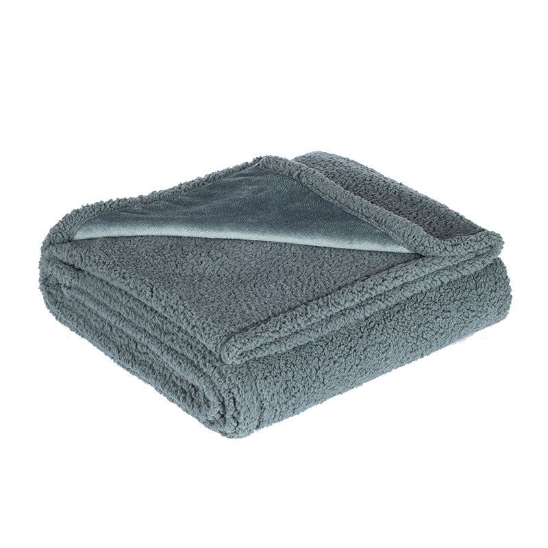 Flannel Cotton Wool Sherpa Thick Pet Blanket Dog Kennel Pets DealSniper.net Grey L