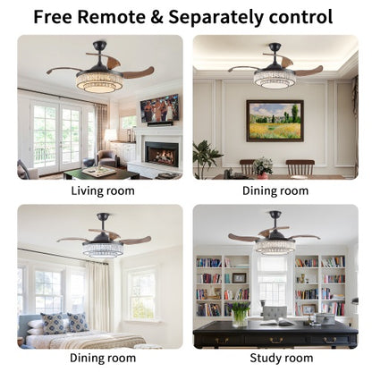 Modern LED Retractable Ceiling Fan With Light And Remote