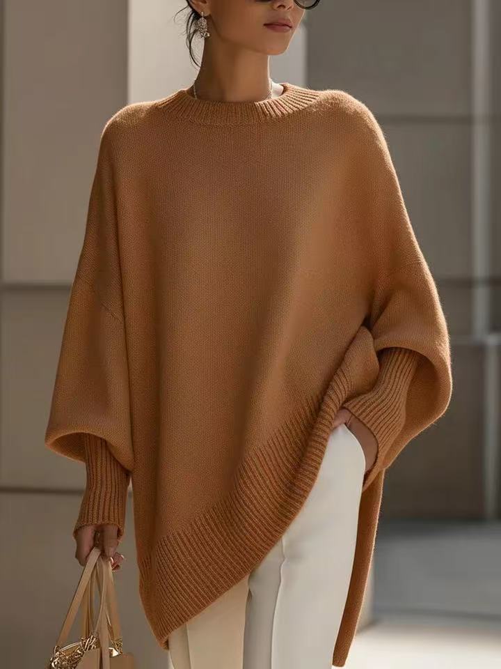 Thick Round Neck Women's Loose All-matching Knitted Pullover Sweater Women Gym From House Coffee Color 2XL