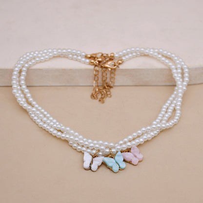 Opal Bow Knot Pearl Necklace Women Women dealsniper-net