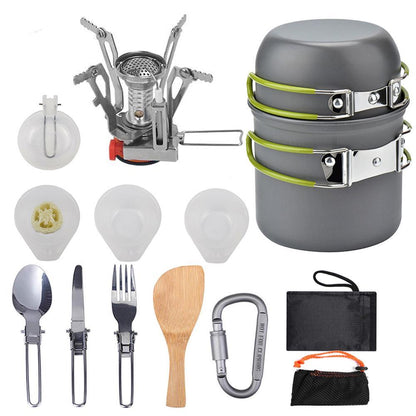Camping Cookware Kit Outdoor Cooking Set Hiking Picnic Outdoor DealSniper.net Green A Set