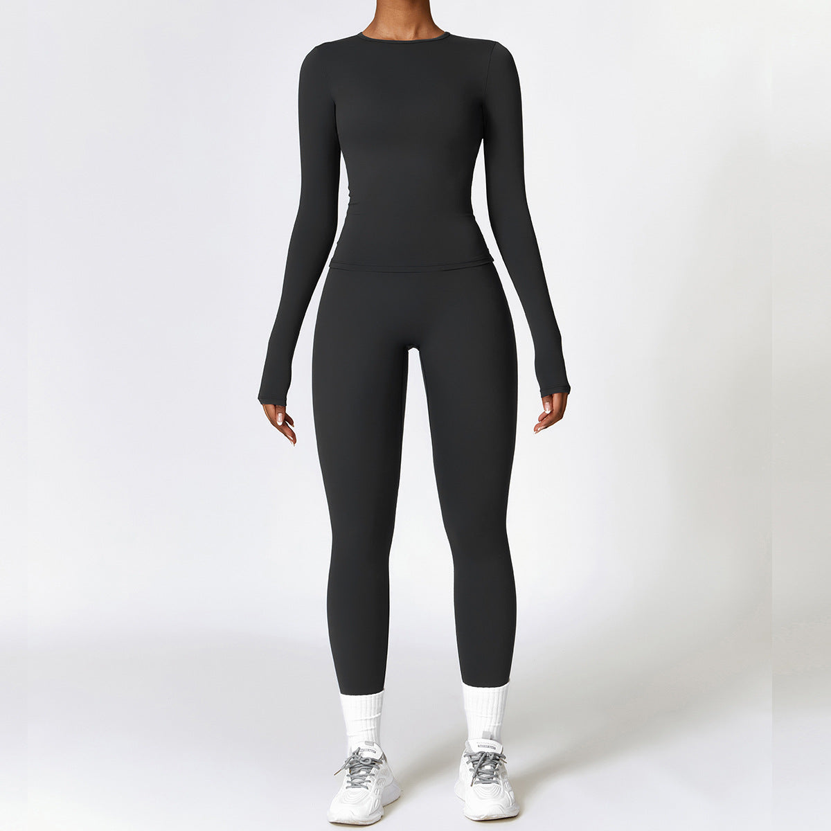 Tight-fitting Brushed Yoga Suit Quick-drying Fitness Clothes Women Gym From House Black L