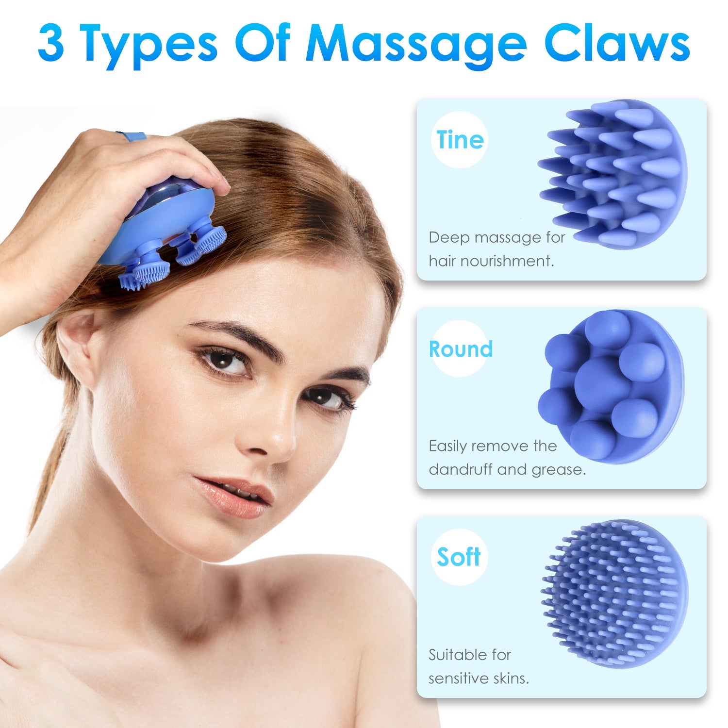 1Pc Electric Scalp Massager Rechargeable Head Massager Health Gym From House