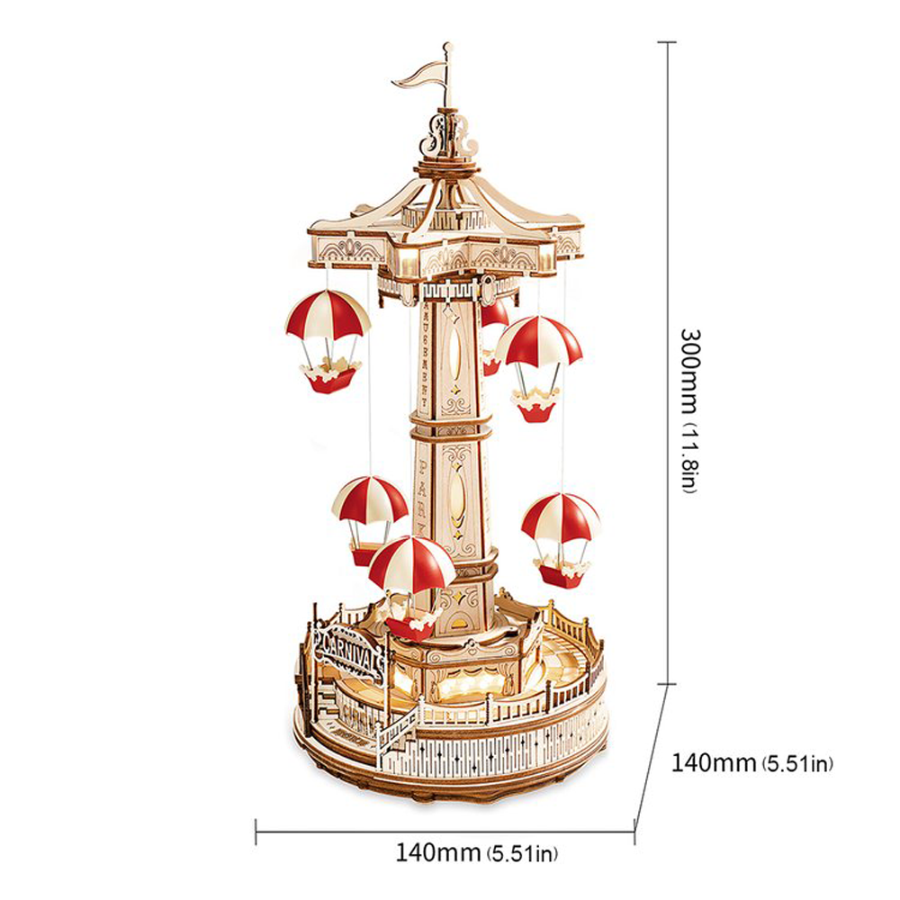 Robotime ROKR Parachute Tower DIY Music Box Park  Xmas Gifts