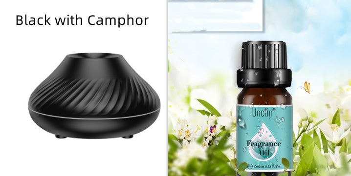 New Volcanic Flame Aroma Diffuser Essential Oil Lamp Home Decor dealsniper-net Black with Camphor USB