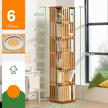 Wooden Horse Person Rotating Bookshelf Floor Lockers Simple House dealsniper-net Primary color Sixth floor